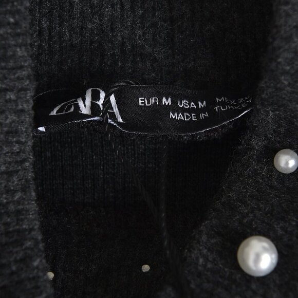 NWT Zara Soft Feel Pearl Sweater Gray Size Medium - Picture 6 of 10